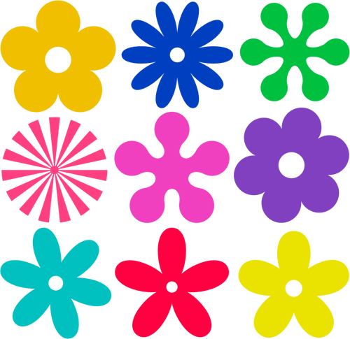 Selección de flores retro gráficos vectoriales
